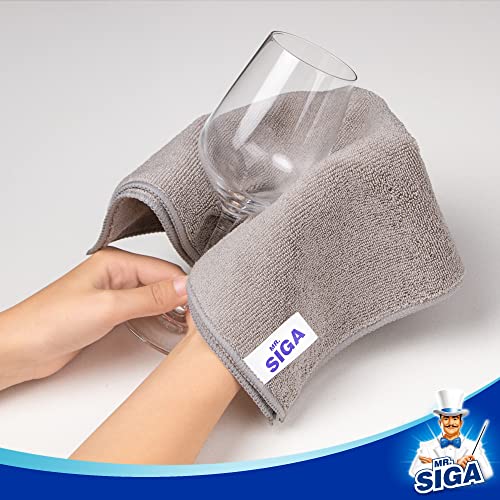 MR.SIGA Microfiber Cleaning Cloth, All-Purpose Microfiber Towels, Streak Free Cleaning Rags, Pack of 12, Grey, Size 32 x 32 cm(12.6 x 12.6 inch) - color: Grey