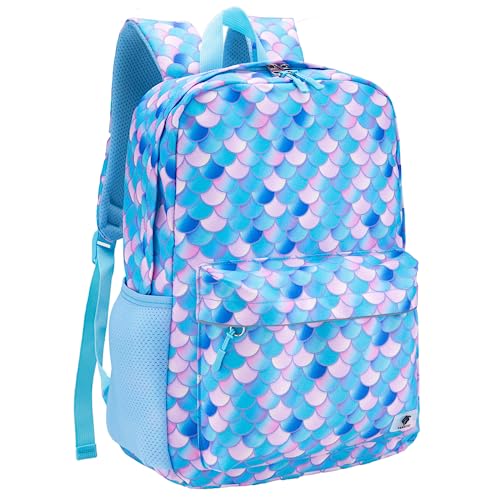 Fenrici Mermaid Backpack for Girls, Teens, Girls' Backpack for School, Kids' Bookbags with Padded Laptop Compartment, Mermaid Scale, Turquoise, Blue, 17 Inch - color: Turquoise Mermaid