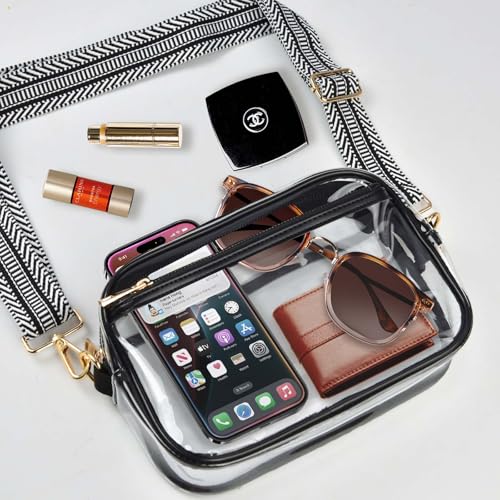 Clear Bag Stadium Approved, Clear Crossbody Bag Purses for women for Concert, Sports, Festivals - color: Black-01