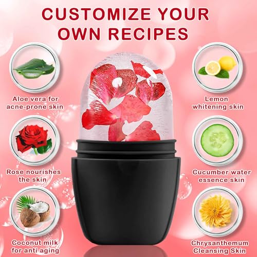 XHJRI Ice Face Roller Massager,Ice Cube Roller for Face, Eyes and Neck Naturally Conditioning and Skin Care,De-Puff Eye Bags,Reduce Migraine Pain,Reusable Massage Silicone Ice Mold (New Black White) - color: New Black White