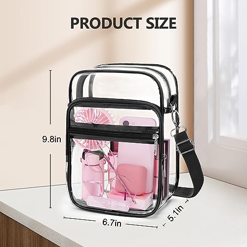 Blvornl Clear Crossbody Bag with Adjustable Shoulder Strap, Stadium Approved PVC Purse Bag, Messenger Bag - color: Clear, size: Large