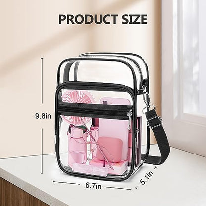 Blvornl Clear Crossbody Bag with Adjustable Shoulder Strap, Stadium Approved PVC Purse Bag, Messenger Bag - color: Clear, size: Large