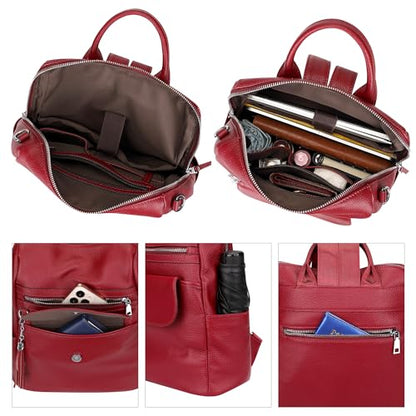 ALTOSY Genuine Leather Backpack Purse for Women Large Convertible Shoulder bag Ladies Crossdody Bag with Tassel(S115 Wine Red) - color: Red Wine