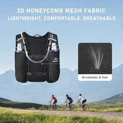 Running Hydration Vest 5L,Running Vest Pack with 1.5L Water Bladder,Lightweight Water Backpack for Hiking Running Cycling - color: Balck