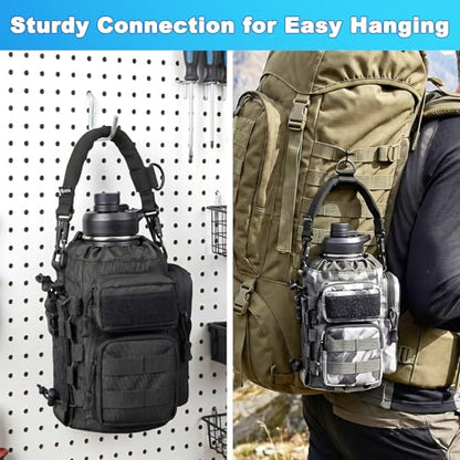 Tactical Weaving Handle with Metal Hooks, Tactical Admin Pouch Handles Replacement Universal Handle with EVA Foam for Water Bottle Holder, Backpack, Sling Bags