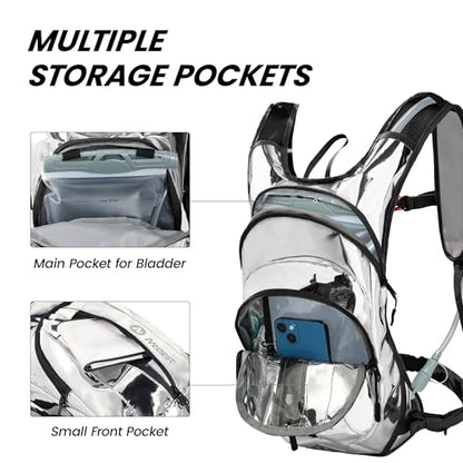 Nepest Hydration Pack Backpack for Women & Men, Lightweight Water Backpack with 2L Water Bladder for Hiking Cycling Running Biking - color: Holographic - Silvery