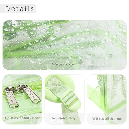 abshoo Large Clear Backpack For Girls Women School Bookbag Heavy Duty Transparent Backpack (Green) - color: Green