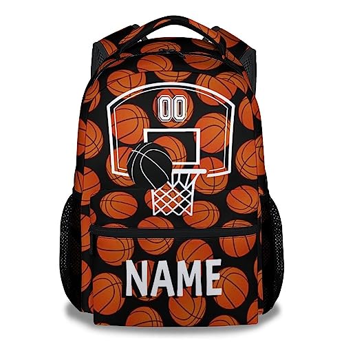 Mercuryelf Personalized Basketball Backpack for Boys Girls - 16 Inch Black Backpacks for School Travel - Cool Lightweight Bookbag for Kids - color: Basketball-3-1