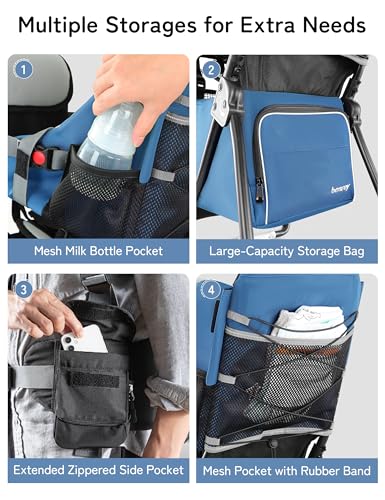 besrey Baby Backpack Carrier, Toddler Hiking Backpack with Safety 3-Height Seat, Adjustable Straps&Waist Belt, Foldable Frame Lightweight Large Capacity Child Carrier for Hiking (Klevin Blue) - color: Klevin Blue