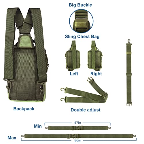 DegeTMVe Dual Pistol Holster Chest Bag Concealed Carry Sling Crossbody Tactical Gun Convertible Backpack Shooting Hunting - color: Green