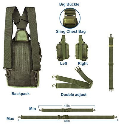 DegeTMVe Dual Pistol Holster Chest Bag Concealed Carry Sling Crossbody Tactical Gun Convertible Backpack Shooting Hunting - color: Green