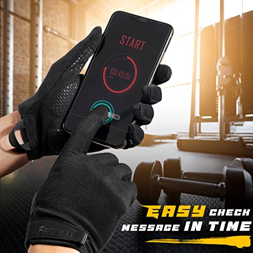 FREETOO Full-Finger Workout Gloves for Men, Padded Gym Gloves with Excellent Grip and Palm Protection - size: Large