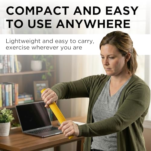 THERABAND FlexBar Resistance Bar, Extra Light, Yellow Flex Therapy Bar for Physical Therapy, Wrist & Forearm Exercise Equipment, Non Slip Grip, Compact Design - color: Yellow - Extra Light, style: New Version