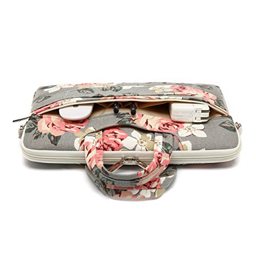 canvaslife Grey Rose Pattern Laptop Shoulder Messenger Bag, 15 inch | 14-15.6 inch Fit - color: Grey Rose