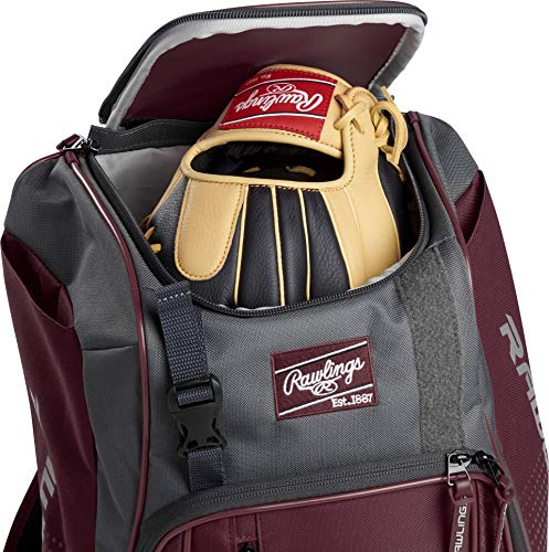 Rawlings | FRANCHISE Backpack Equipment Bag | Baseball/Softball | Rec/Travel | Multiple Styles - color: Maroon