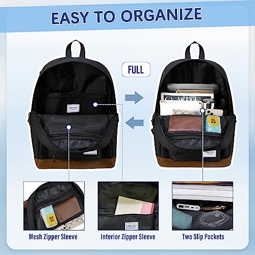 Chase Chic School Backpack for Men Women,Water Resistant Bookbag/Schoolbag/Daypack for Teen Boys Girls High School,College,Work,Travel Black - color: Black