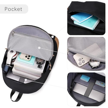abshoo Classical School Backpack For Middle High School Water Resistant Bookbag College Travel Daypack (Black) - color: Black