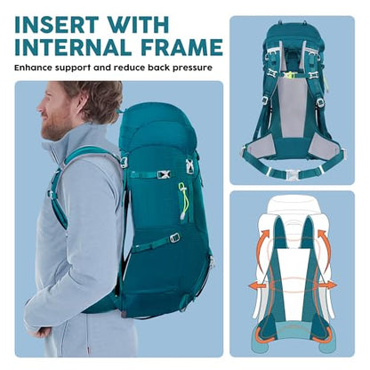 N NEVO RHINO Internal Frame Hiking Backpack 50/60/65/70/80L, Mountain Climbing Camping Backpack Daypack Waterproof Rain Cover | Mountain Climbing - color: 01 Green, size: 45+5L