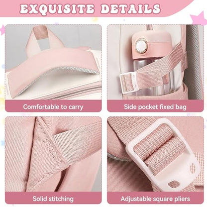 Kids Backpack for Girls,Preppy Bookbag for Elementary & Middle School Students,Cute School Bag with Large Capacity,18 Inch,Pink - color: Pink White