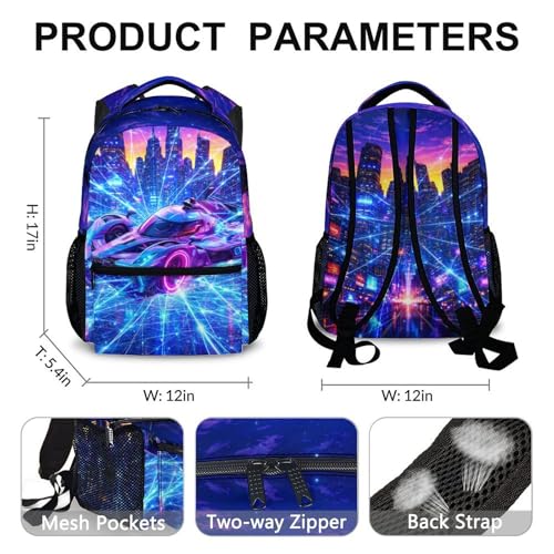 Boys Backpack Kids Schoolbag, Racing Car Bookbag for Kindergarten Primary Elementary Middle Durable Backpacks - color: Light Purple