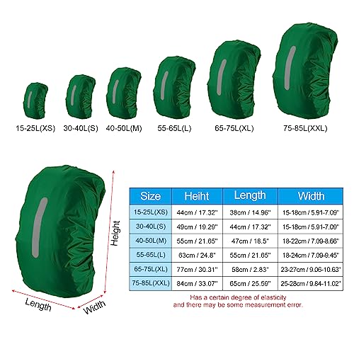 PATIKIL Waterproof Backpack Rain Cover, Non-Slip Backpack Cover with Vertical Reflective Strap Stay Dry for Hiking, Camping, Hunting - color: Dark Green, size: X-Large