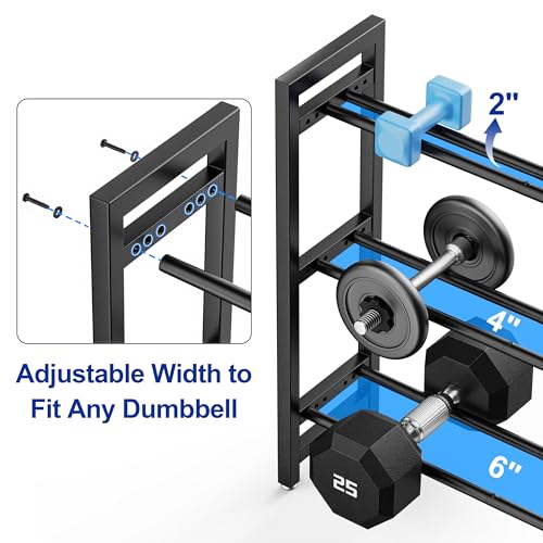 Dumbbell Rack 3-Tier 50 IN Length Adjustable Weight Rack For Home Gym Dumbbells Kettlebell (Rack Only)