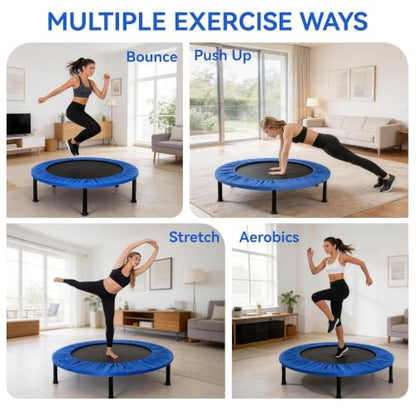 Fitvids 40" Trampoline – Fitness Rebounder with Adjustable Foam Handle - color: Blue-1pcs
