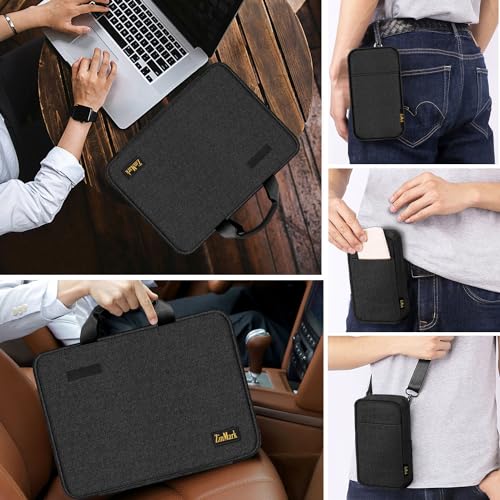 Laptop Case 15.6 Inch Briefcase Military-Grade Protection with Detachable Belt Bag, Compatible All Model of 15-16 Inch MacBook Pro and Most Popular 15.6 Inch Notebooks Chromebooks (Black) - color: Black