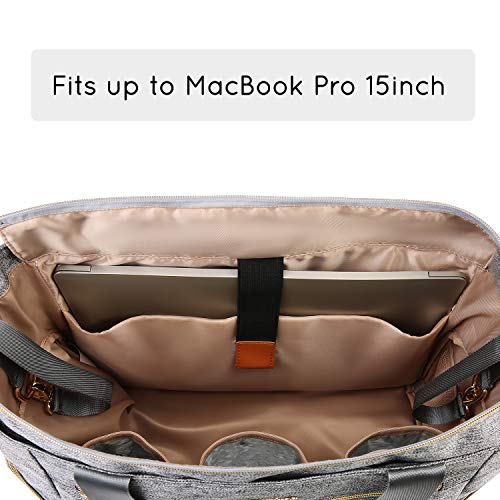 mommore Breast Pump Bag Diaper Tote Bag with 15 Inch Laptop Sleeve Fit Most Breast Pumps Like Medela, Spectra S1,S2, Evenflo - color: Grey