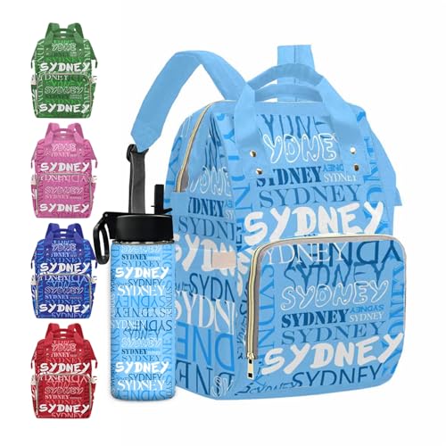 MyPupSocks Customized Diaper Bag Baby Backpack, Personalized Backpack with Name Mummy Nappy Baby Bag School Bag Shoulders Bag Casual Daypack Daycare Bag Travel Bag for Boys Girls - color: Color 17