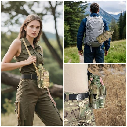 Water Bottle Holder with Strap - Tactical Insulated Water Bottle Sleeve with MOLLE System Water Bottle Cover Cross-Body Pouch for Walking Hiking Camping Gym 32oz&40oz - color: CP Camo
