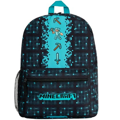 Minecraft Backpack for Boys Kids Teens Adjustable Straps Front Pocket Daypack Backpacks for Sports Gym School Gamer Gifts (Blue) - color: Blue