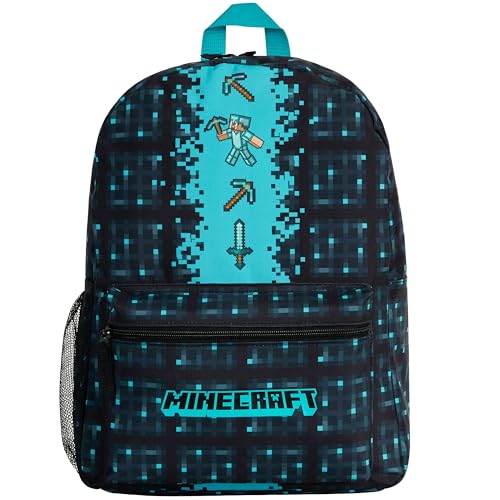 Minecraft Backpack for Boys Kids Teens Adjustable Straps Front Pocket Daypack Backpacks for Sports Gym School Gamer Gifts (Blue) - color: Blue