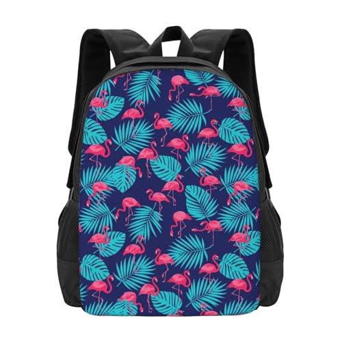 Ultralight Travel Backpack Animal Flamingos Palm Tree Leaves, Big Capacity Multipurpose Anti Theft Laptop Bag for Business Trip Short Journey Outdoor Adventure - color: Design (1328)