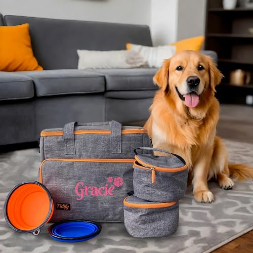 Customized Dog Travel Bag - You Name It and We Make It, Your Own Personalized Pet Travel Bag, Make It Special for You and Your Pet. (Light Grey) - color: Personalized Grey Dog Bag