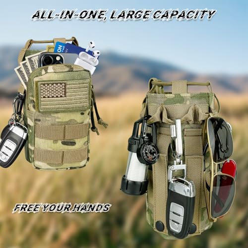Water Bottle Holder with Strap - Tactical Insulated Water Bottle Sleeve with MOLLE System Water Bottle Cover Cross-Body Pouch for Walking Hiking Camping Gym 32oz&40oz - color: CP Camo