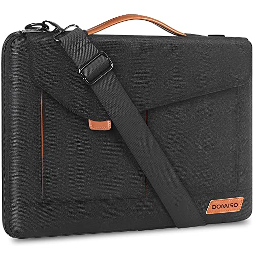 DOMISO 14 Inch Laptop Sleeve Bag Water Resistant Business Briefcase Carrying Shoulder Bag Sleeves for Laptops for Lenovo Chromebook S330/Flex 4/Thinkpad L480 E480 T480s/HP ProBook 640,Black - color: Black, size: 13.5 - 14 Inch