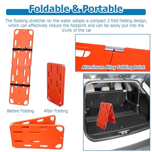 Foldable Spine Stretcher with Head Imlizer - Water- Floating Backboard for Lifeguards, Emerncy Responders, and Lifesaving Situats - color: Spine Board+head Immobilizer