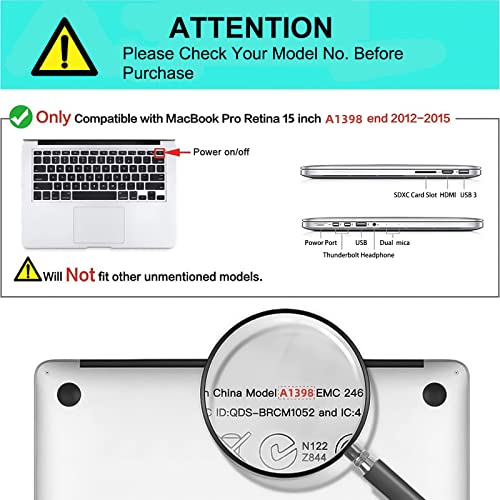 MOSISO Compatible with MacBook Pro 15 inch Retina (A1398, Version 2015/2014/2013/end 2012), PU Leather Portfolio Protective Stand Cover Sleeve, Black - color: Black