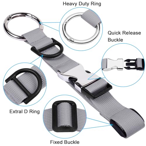 Wisdompro Jacket Gripper Strap, Add a Bag Luggage Straps Baggage Suitcase Belts Travel Accessories with Hook and D-Ring - Make Your Hands Free, Easy to Carry Your Extra Bags - Gray - color: Gray
