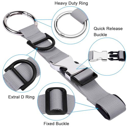 Wisdompro Jacket Gripper Strap, Add a Bag Luggage Straps Baggage Suitcase Belts Travel Accessories with Hook and D-Ring - Make Your Hands Free, Easy to Carry Your Extra Bags - Gray - color: Gray