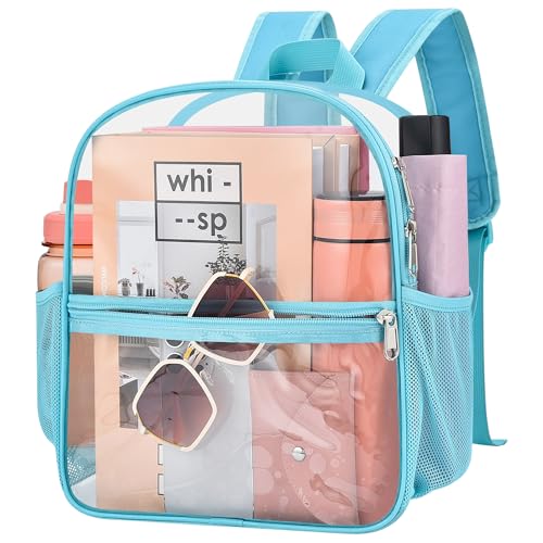 Clear Backpack for Stadium Events, 12x12x6 Small Clear Plastic bag with Reinforced Straps for Game Security Festival Concert - color: Aqua