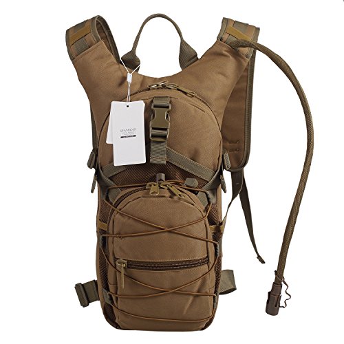 Hydration Backpack with 3L Water Bladder for Hiking and Climbing - color: Khaki