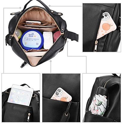 Diaper Bag Backpack Leather Backpack for Women Travel Dad Mother Outdoor Backpack with Changing Pad Stroller Straps(2 pieces) Khaki - color: Khaki