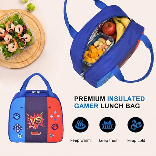 3PCS Kids Backpack Set, School Backpack with Lunch Bag & Pencil Case, Lightweight Waterproof Bookbag for Kids (Game Console) - color: Game Console