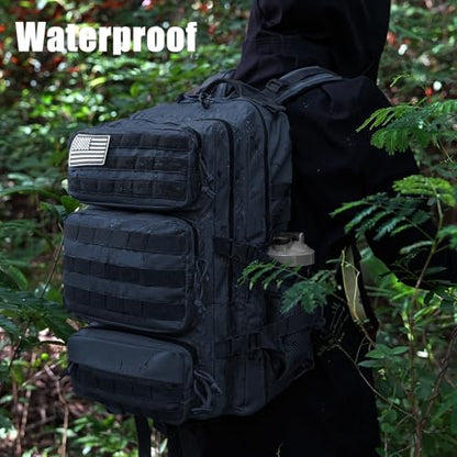 Military Tactical Backpack 50L Large Day Backpack for Men Molle Army 3 Days Assault Pack Bug Out Bag Water Resistant and Heavy Duty Hiking Treeking Rucksack - Dark Blue - color: Dark Blue, size: 50L