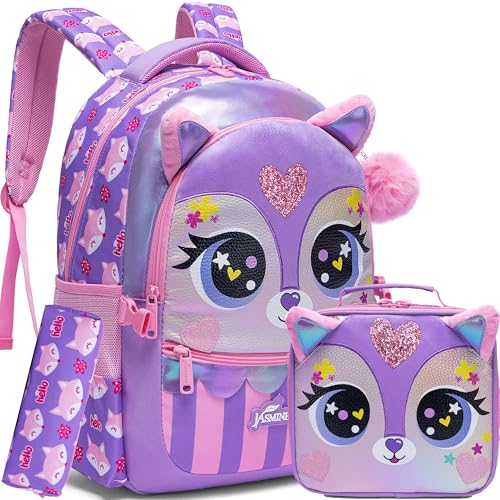 Backpacks for Girls School Bag Cute Girls Backpacks Ages 8-10 Kids Bookbag Set Travel Backpack for Preschool Kindergarten Elementary Students Backpack to School Supplies - color: 01 Purple