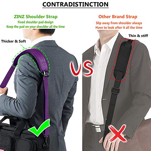 ZINZ Bag Shoulder Strap, Padded Adjustable Shoulder Strap Replacement - color: Purple, size: 57"