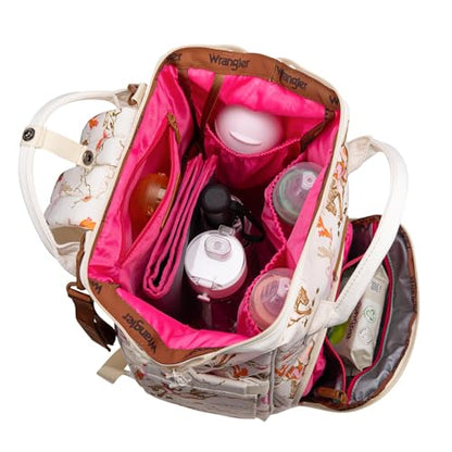 Montana West Wrangler Diaper Bag Backpack Aztec Callie Bag Travel Backpack Purses Western Multi-Function Baby Bags for Mom - color: 3pcs Light Pink