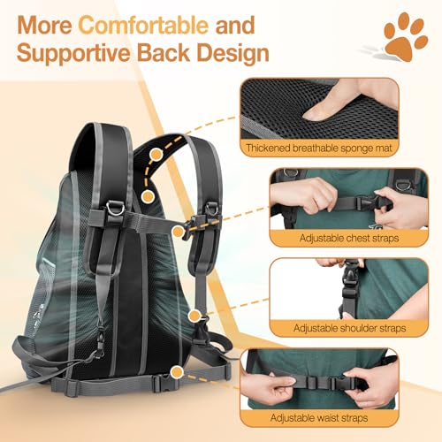 YUDODO Dog Front Carrier Backpack with Sunshade Hood, 2 Head-Out (Front & Side) Breathable Pet Carrier for Small Dog, Ventilated Doggy Backpack for Hiking Outdoor (Upgraded – Black, M) - color: Upgraded – Black
